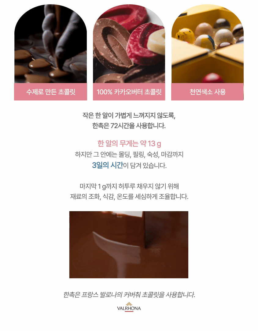 수제 초콜릿 제작 과정, 한 알 13g에 3일의 시간
